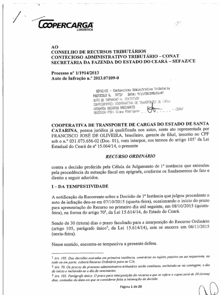 Recurso Auto de Infração Icms Nota Inidonea PDF