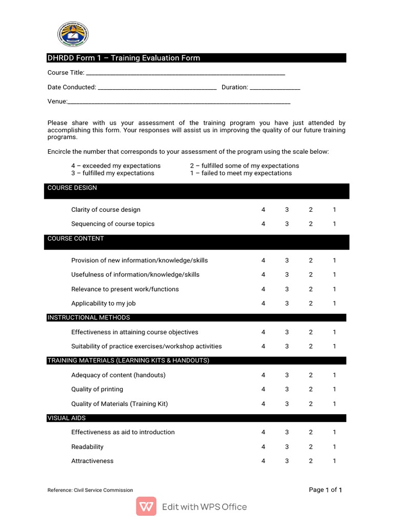 Évaluation de la formation DHRDD | PDF