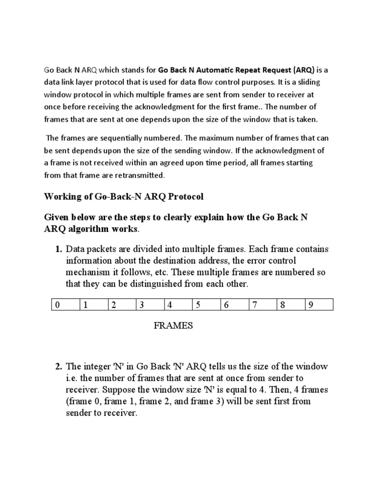 Go Back N ARQ Protocol Explained | PDF