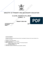 Ministry of Primary and Secondary Education: O-Level Physics Syllabus