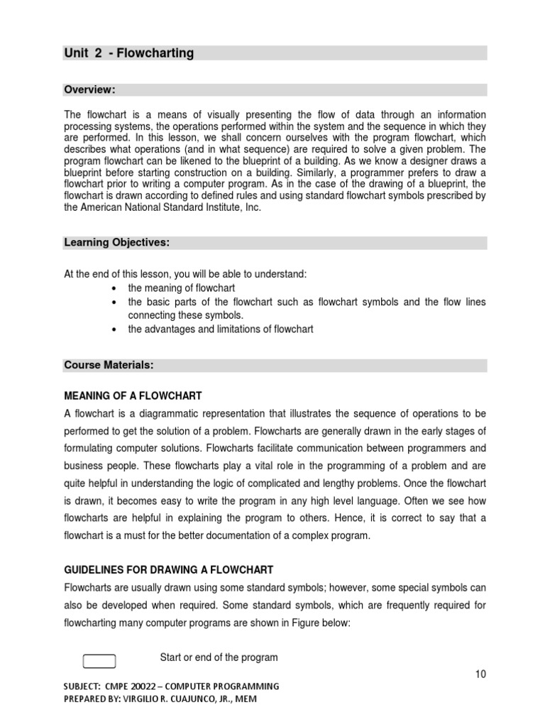 ComProg 1 - 2 Flow Charting | PDF | Communication | Computer Science