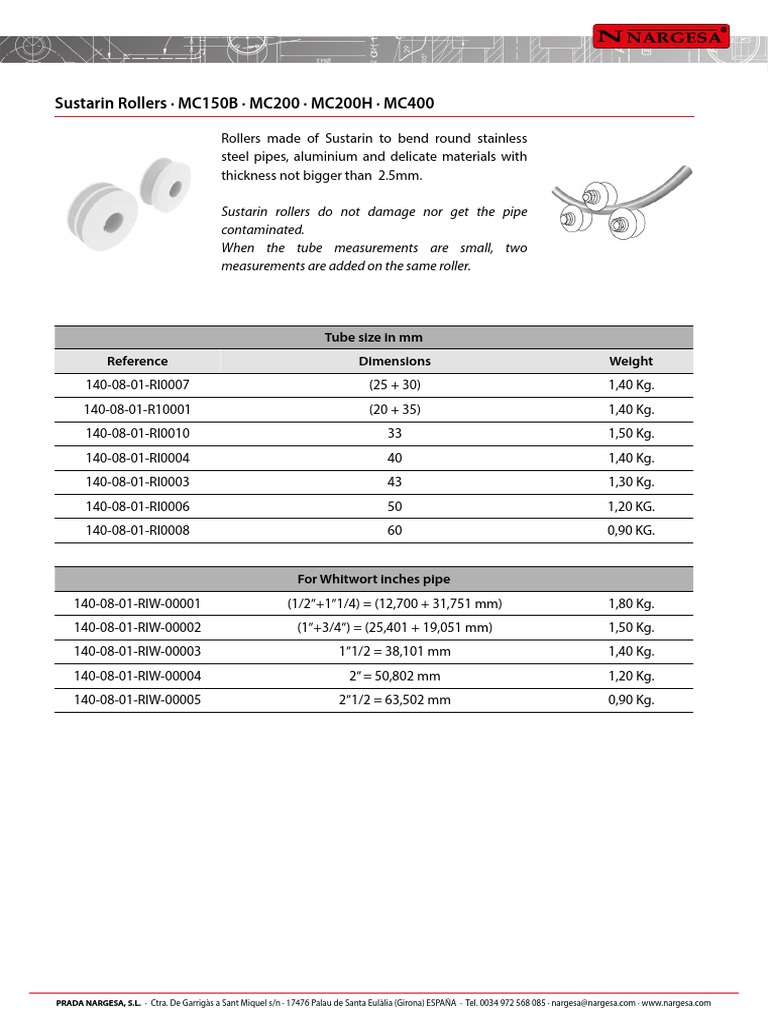 Sustarin Rollers for Pipe Bending | PDF | Building Materials ...