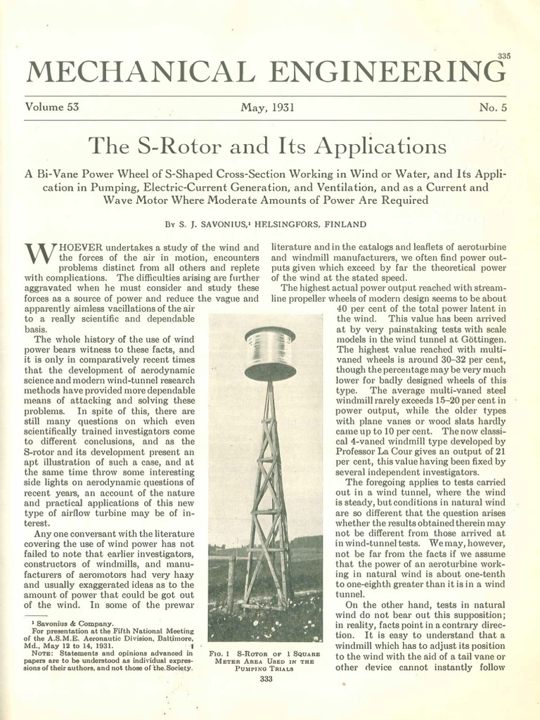 S-Rotor: Innovations in Wind Power | PDF | Wind Tunnel | Turbine