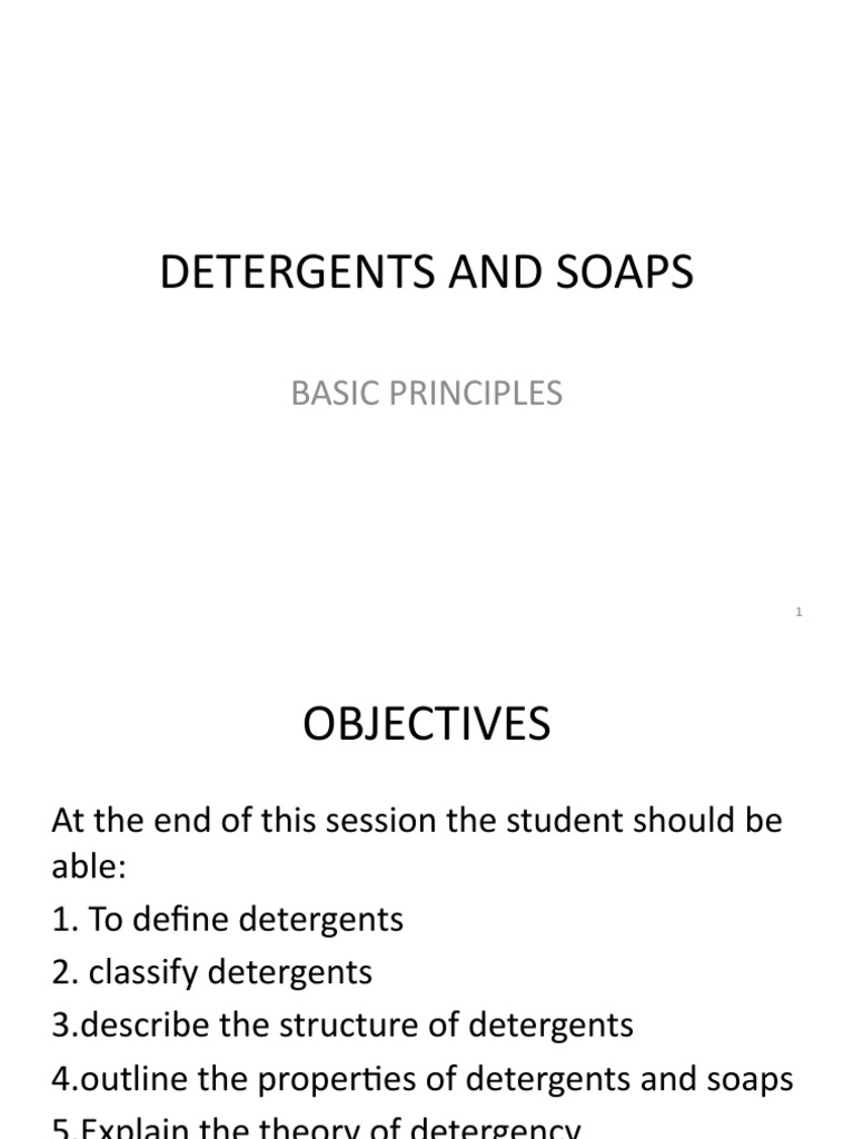 Detergents and Soaps Basic Principles PDF Detergent Surfactant