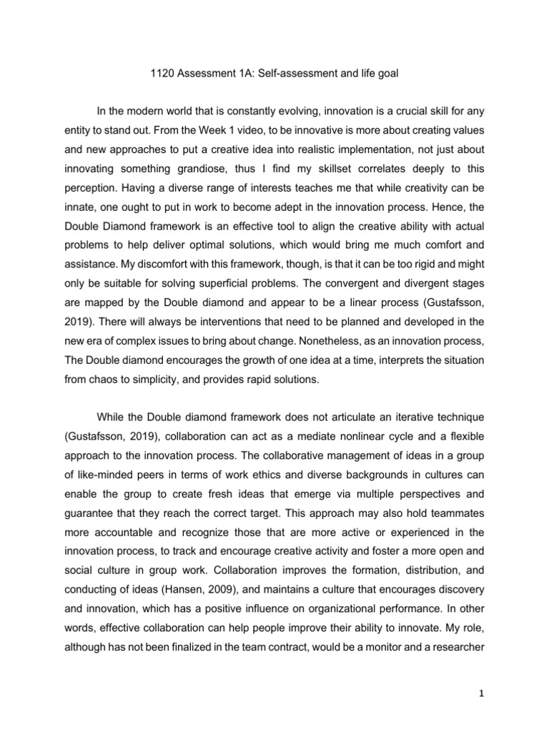 1120 assessment 1a self assessment and life goal pdf