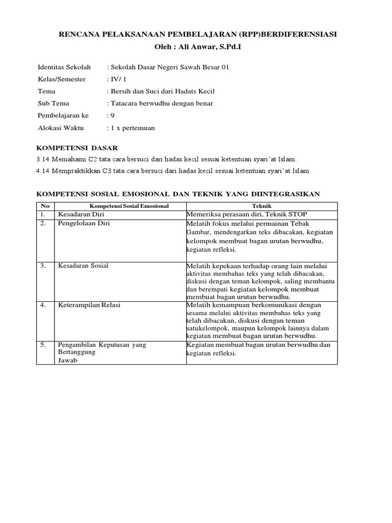 Demonstrasi Kontekstual RPP KSE | PDF | Pengembangan Diri