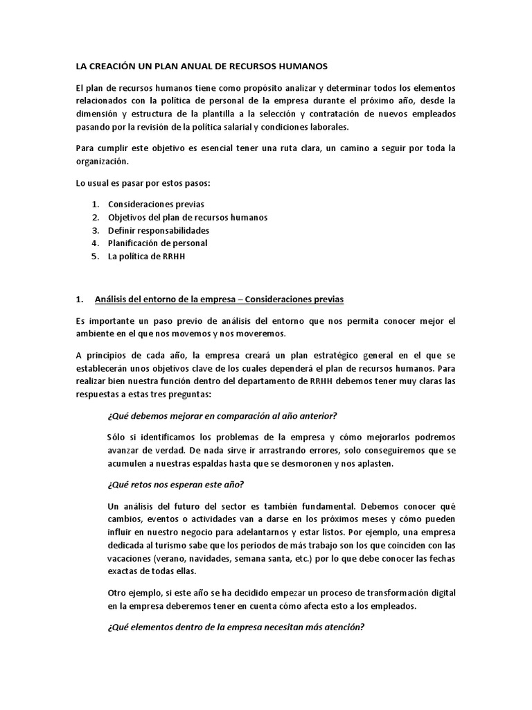 Plan Anual de Recursos Humanos 2023 | PDF | Gestión de recursos humanos ...