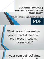 Quarter 2 - Module 3 Information Communication Technology: Trends, Network and Critical Thinking