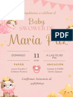 Invitación Vertical Baby Shower Infantil Rosa y Amarillo