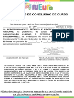 Declaração de conclusão de curso sobre autismo em adultos