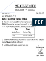 Beacon Askari O Level School: Subject: - School Timings - Ramadan Ul Mubarak