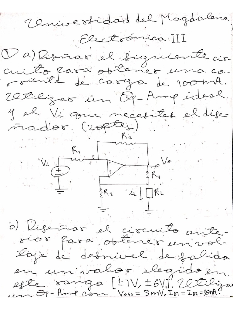 Parcial2Voltaje de Offset, Corrientes IB, Respuesta en Frecuencia | PDF
