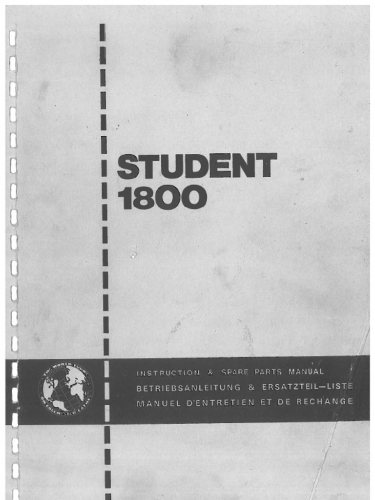 Lathe Colchestr Studen 1800 Instruccion and Spare Part Manual | PDF