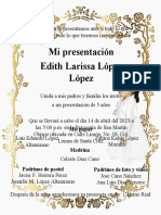 Mi Presentación Edith Larissa López López: Mis Papas Madrina Padrinos de Pastel Padrinos de Foto y Video