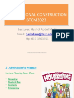 International Construction BTCM3023: Lecturer: Hashdi Abdul Muid Email: HP: 019 3803551