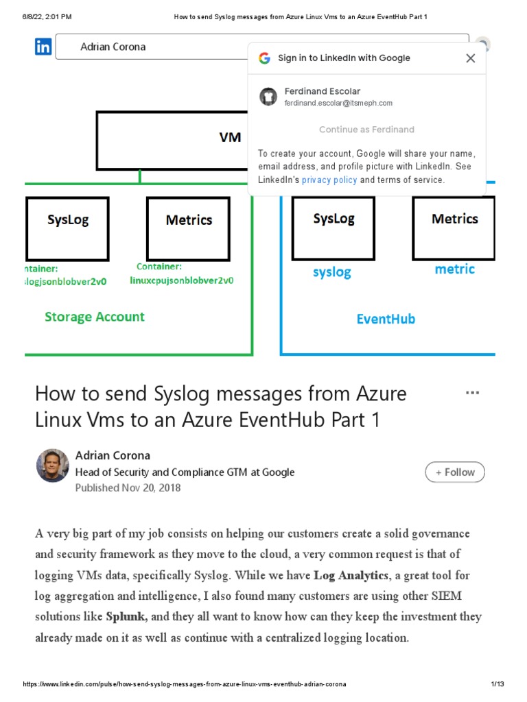 How To Send Syslog Messages From Azure Linux Vms To An Azure EventHub ...