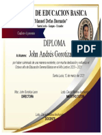 Escuela de Educacion Basica: Diploma John Andrés Gorotiza León