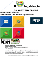 Inquiries, in Vestigations and Immersion: Quarter 3 - Module 7: Population and Sampling Methods