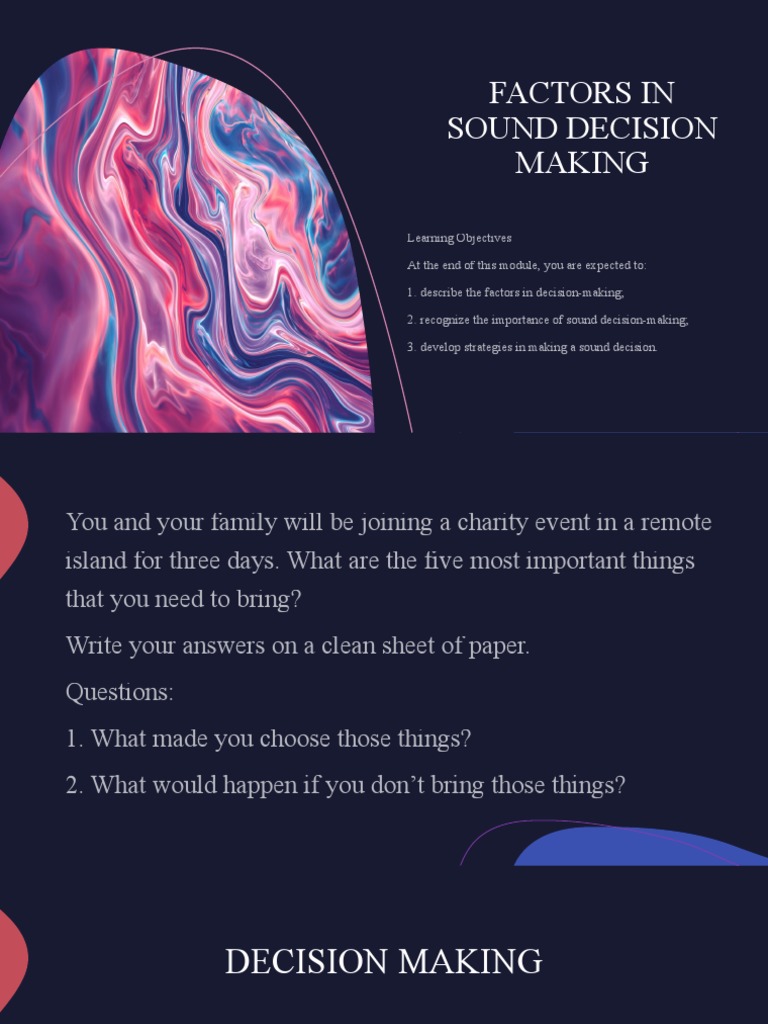 Factors in sound decision making pdf decision making choice