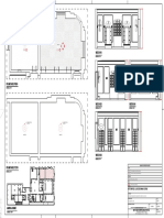 Planta de piso, teto e vistas de salões com medidas e especificações de acabamentos