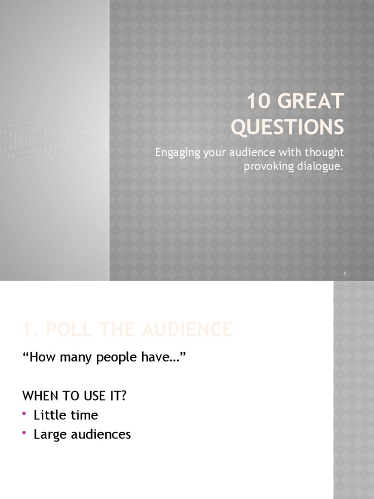 Engaging Questions for Student Presentations | PDF | Cognitive ...