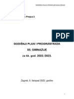 Godišnji Plan I Program Rada Xii. Gimnazije Za Šk. God. 2022./2023