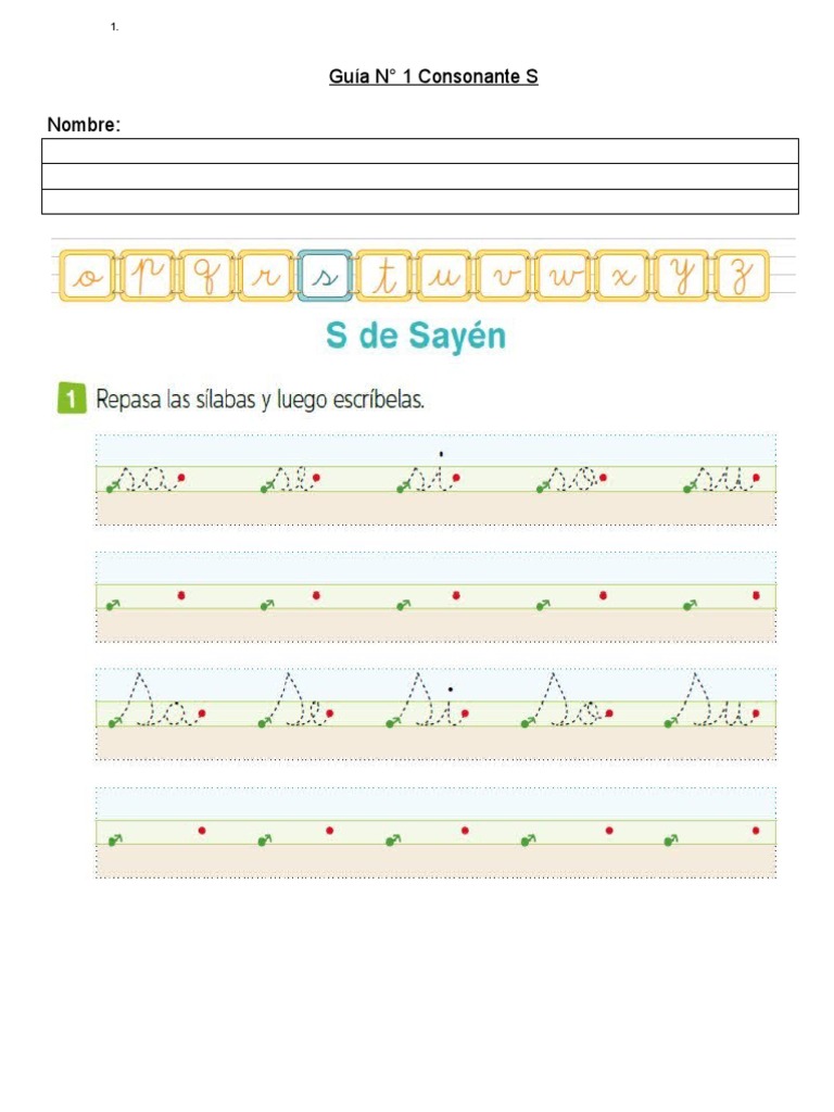 Actividades de la letra S para primero básico | PDF