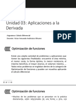 Unidad 03: Aplicaciones A La Derivada: Asignatura: Cálculo Diferencial Docente: Victor Armando Anchiraico Olivares