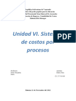 Unidad VI. Sistemas de Costos Por Procesos