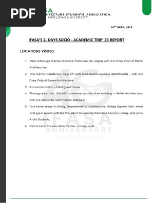 IFASA TRIP REPORT