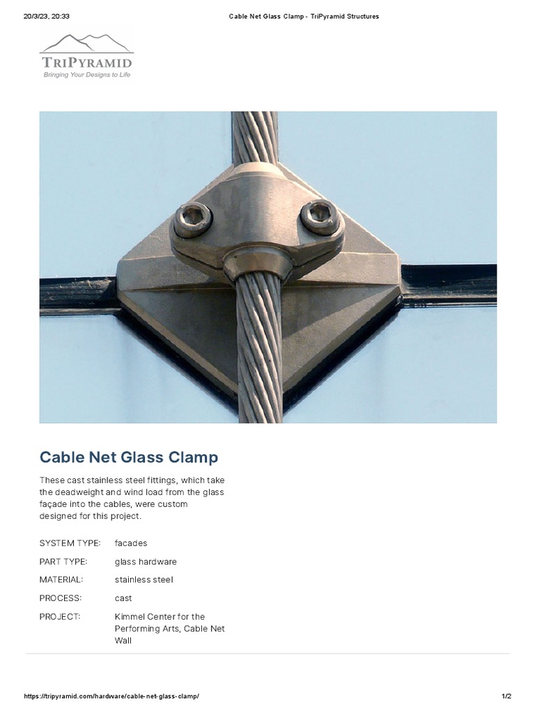 Cable Net Glass Clamp - TriPyramid Structures | PDF | Technology ...