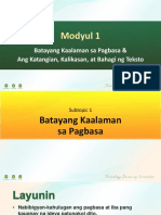 M1 MAIN Batayang Kaalaman Sa Pagbasa at Ang Katangian Kalikasan at Bahagi NG Teksto
