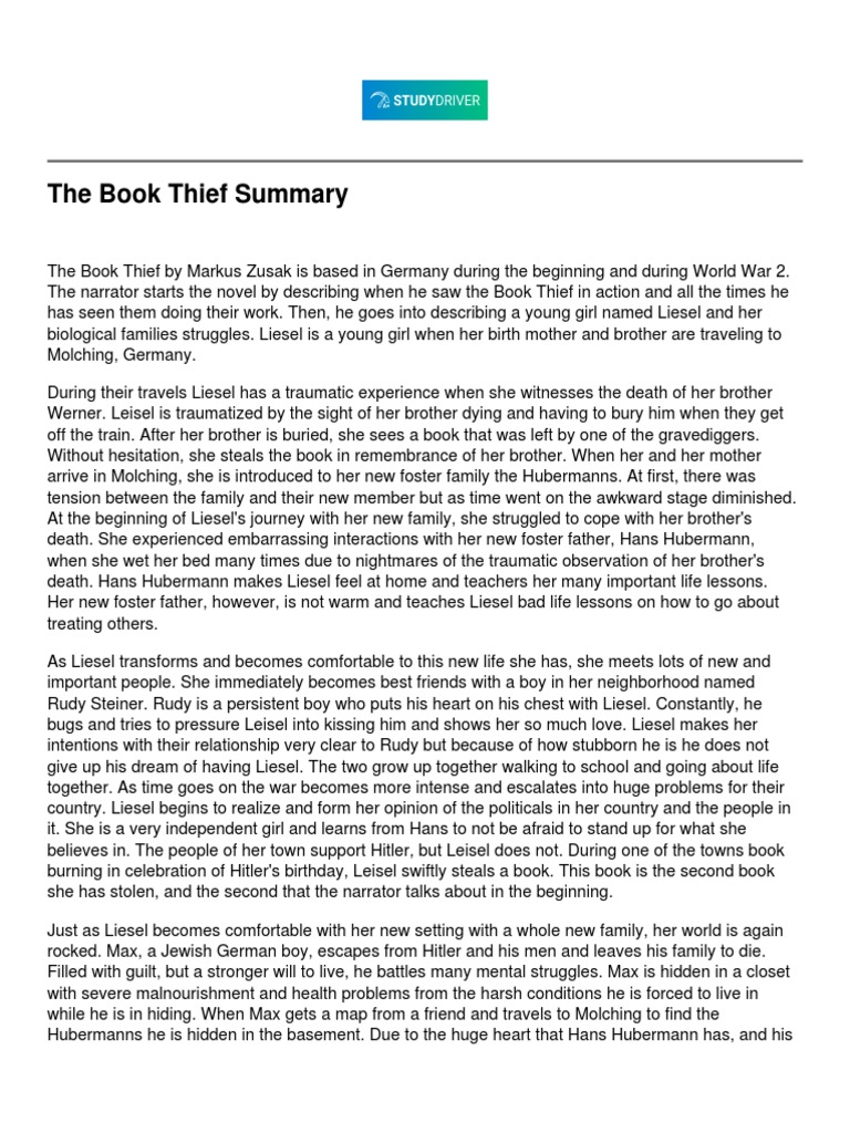 The Book Thief Summary PDF