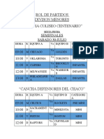 Rol de Partidos Divison Menores "Cancha Coliseo Centenario": Semifinales Sabado 30-Julio 09:00 10:00 11:00 12:00 13:00