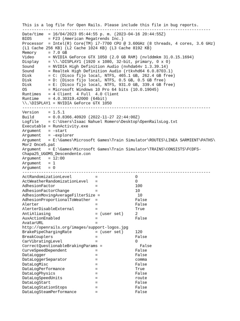 Open Rails Log for LINEA SARMIENTO | PDF | Cpu Cache | System Software