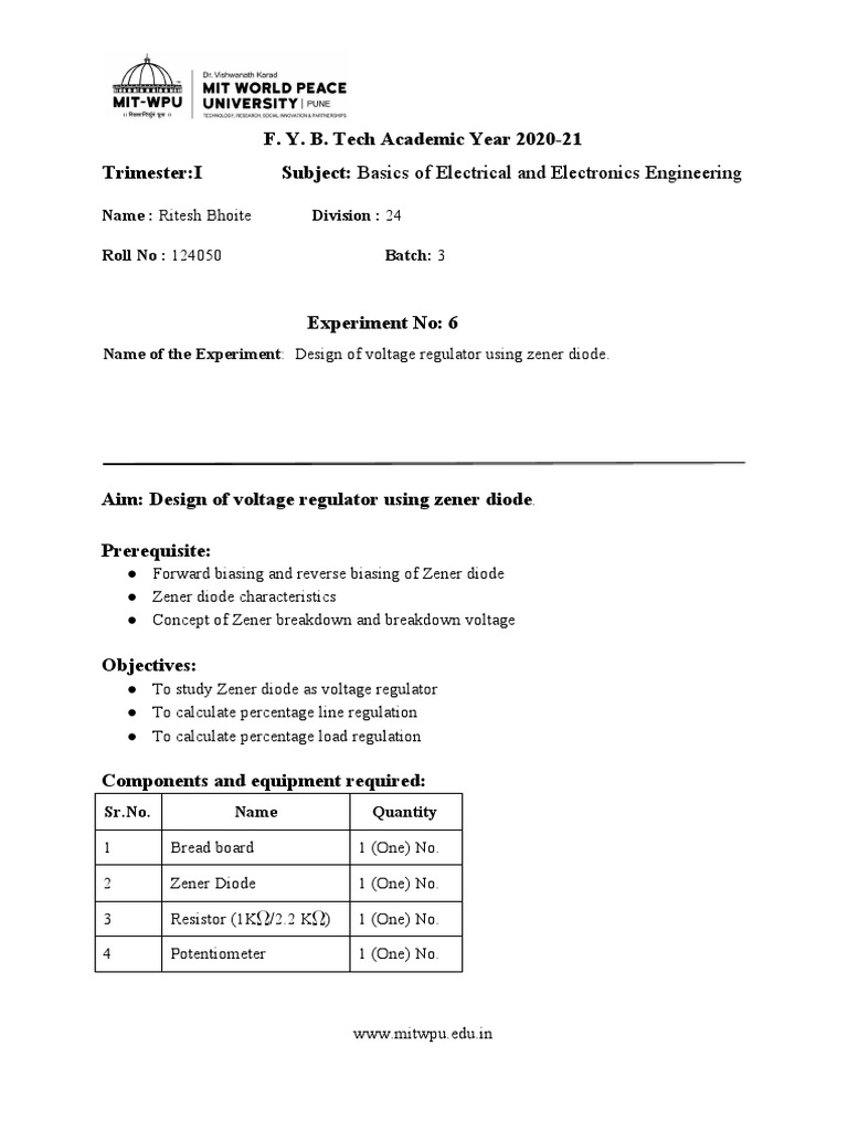 F. Y. B. Tech Academic Year 202021 TrimesterI Subject Basics of