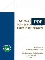 Norma Técnica para El Manejo Del Expediente Clinico: Serie: Documentos Técnico Normativos