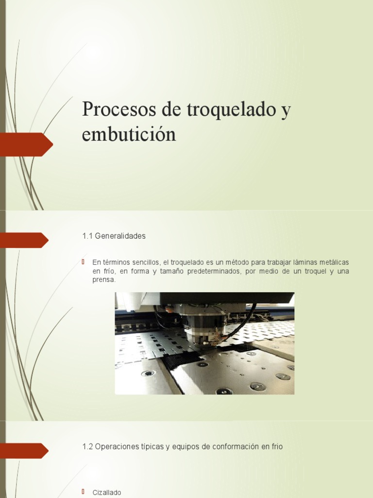 Procesos de Troquelado y Embutición Metálica | PDF | Ingeniería ...