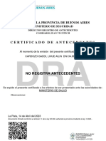 Certificado de Antecedentes: Policia de La Provincia de Buenos Aires
