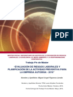Trabajo Fin de Máster Evaluación de Riesgos Laborales Y Planificación de La Actividad Preventiva para La Empresa Autodisa - 2016"