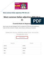 Most Common Italian Adjectives PDF (N To Z)