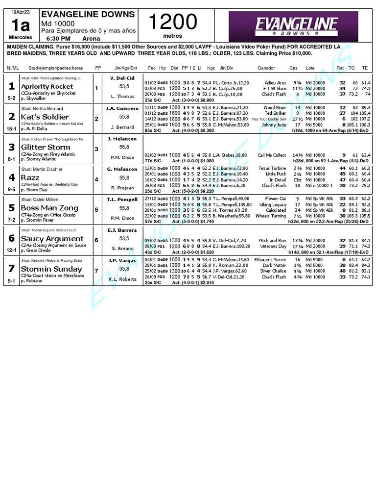 1 Evangeline Downs RETROSPECTO Download Free PDF Horse Racing