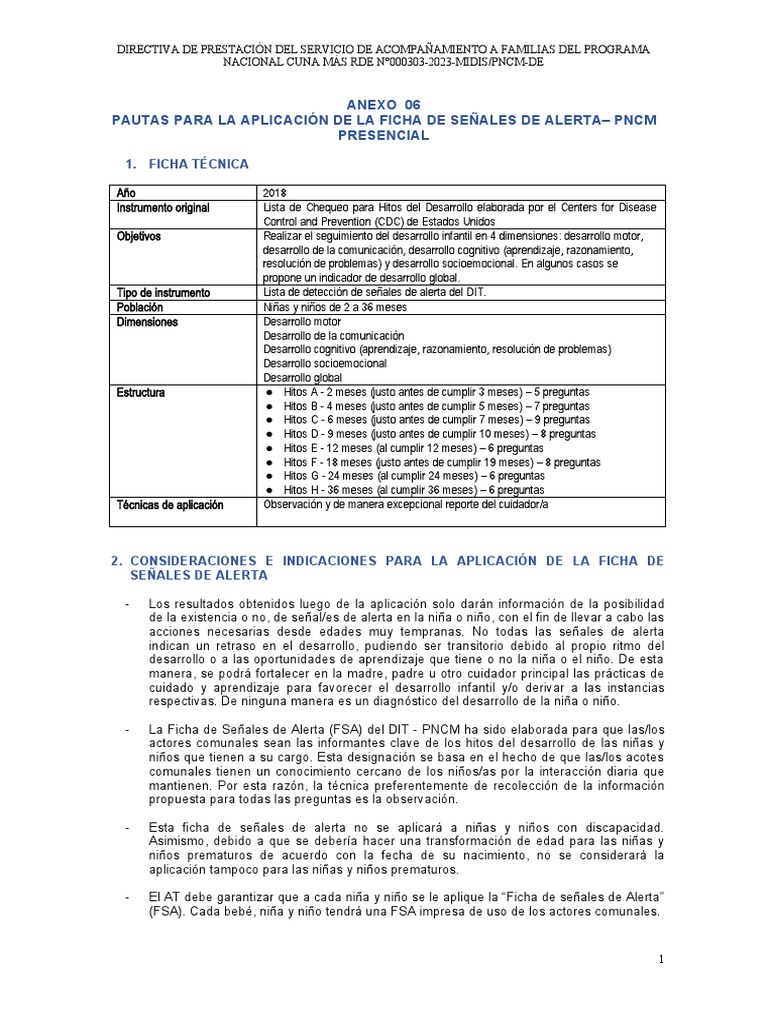 03 Anexo 6 Pautas Aplicacion Ficha de Señales de Alerta | PDF