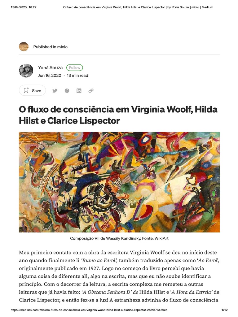 O Fluxo de Consciencia Clarice Hilda e Virginia | PDF