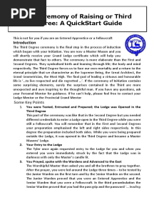 The Ceremony of Raising or Third Degree: A Quickstart Guide: Some Key Points