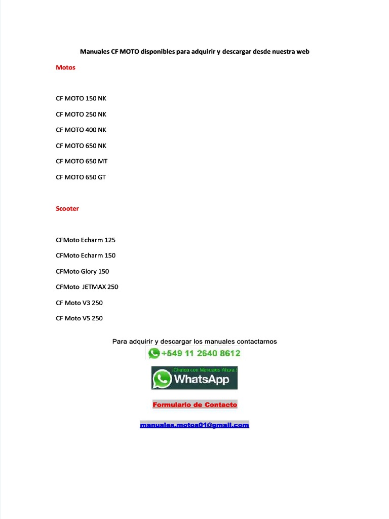 Manual CF Moto 650 MT en Español | PDF | Negocios | Informática