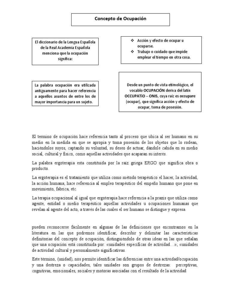 concepto de ocupacion | PDF | Sicología | Palabra