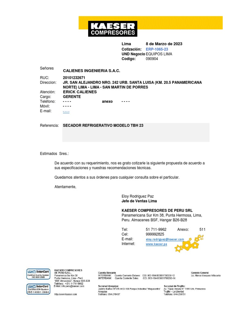 COT ERP 1065 23 CALIENES INGENIERIA S.A.C.v v.1 PDF Perú