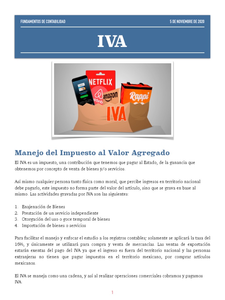 Manejo del IVA en Contabilidad | PDF | Impuesto al valor agregado ...