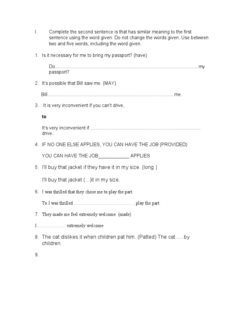 English Sentence Transformation Guide | PDF | Finance & Money Management